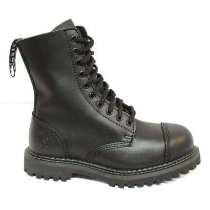 Unisex Real Leather Military Boots Black Ginders Stag Punk Rock Safety Steel Toe - Knighthood Store
