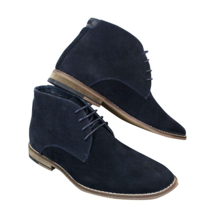 Mens Suede Ankle Boots Chelsea Laced Real Leather Lined Italian Design Smart Casual - Knighthood Store