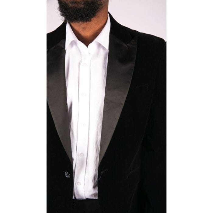 Mens Soft Velvet Black Navy 1 Button Dinner Jacket Tuxedo Blazer Smart Casual Fit - Knighthood Store