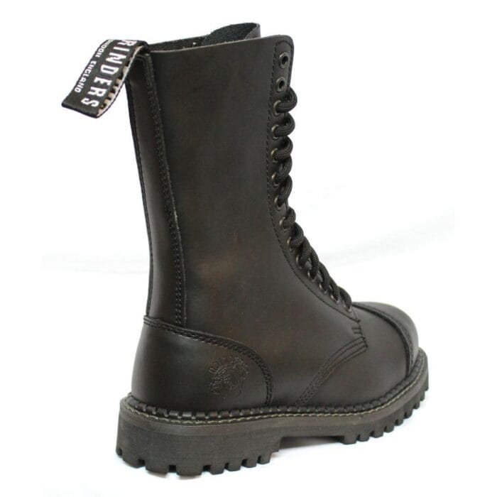 Unisex Real Leather Military Boots Black Ginders Herald Punk Rock Safety Steel Toe - Knighthood Store