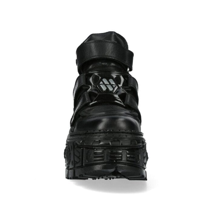 New Rock Boots Punk Rock WALL285-S2 Metallic Black Leather Gothic Boots - Knighthood Store