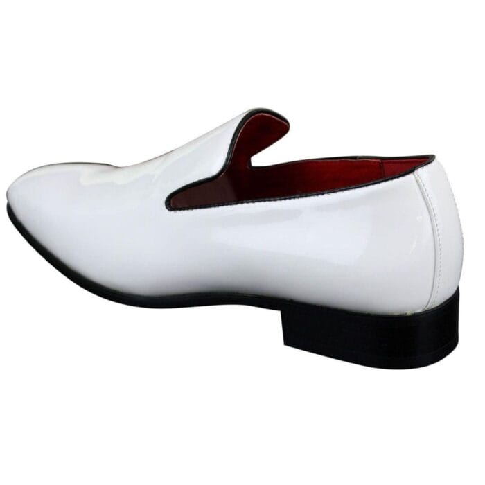 Mens Slip On Patent Shiny Driving Loafers Shoes Leather Smart Casual White Black - Knighthood Store