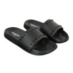 Mens Black White Stripes Spikes Flip Flops Slippers Summer Beach Casual Walking - Knighthood Store