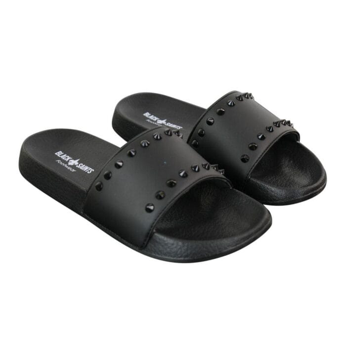 Mens Black White Stripes Spikes Flip Flops Slippers Summer Beach Casual Walking - Knighthood Store