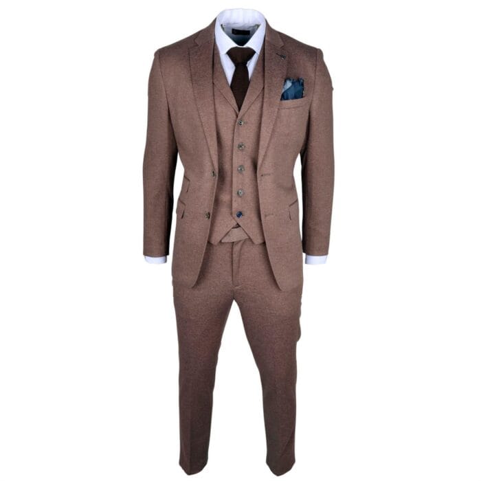 Men's Suit 3 Piece Brown Wedding Formal Dress - Knighthood Store
