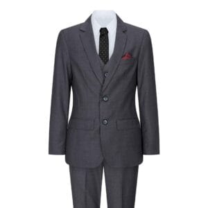 Boys 3 Piece Charcoal Dark Grey Suit Classic Wedding Party Vintage - Knighthood Store