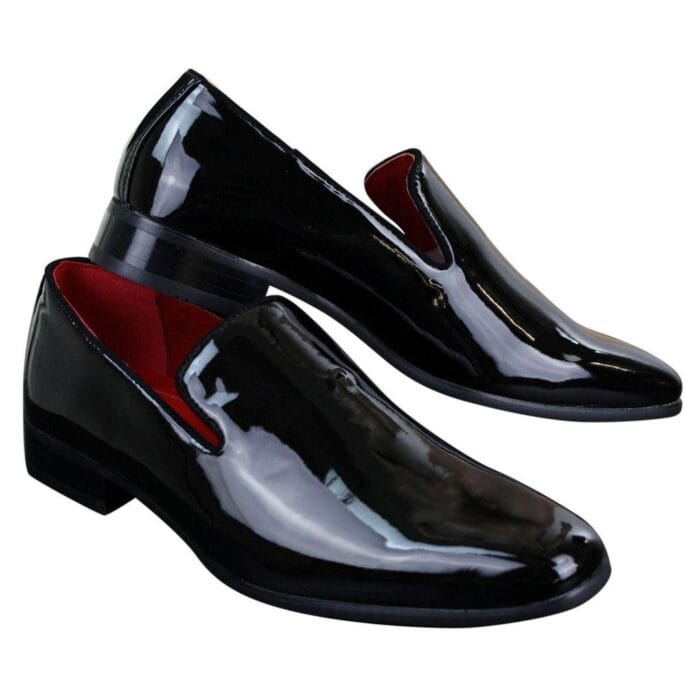 Mens Slip On Patent Shiny Driving Loafers Shoes Leather Smart Casual White Black - Knighthood Store