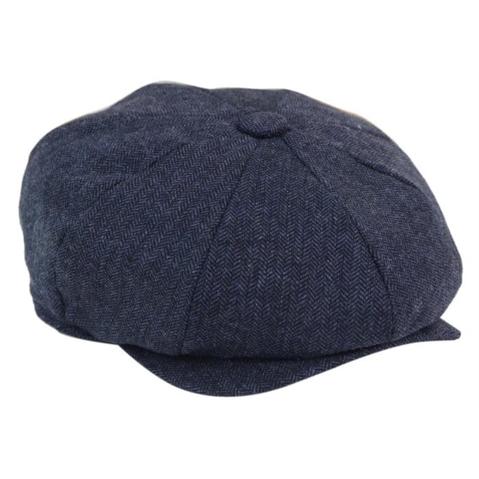Mens 8 Panel Hat Wool Baker Boy Newsboy Flat Cap Grandad Tweed Check 1920s Peaky - Knighthood Store