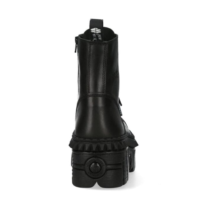 New Rock Boots Punk WALL083CCT-S6 Metallic Black Leather Platform Ankle Shoes - Knighthood Store