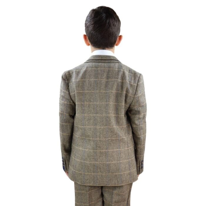 Boys 3 Piece Suit Brown Tweed Check Blinders Vintage Kids Classic 1920s - Knighthood Store