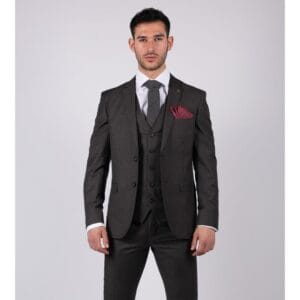 Mens Dark Grey Charcoal 3 Piece Suit Classic Stitch Wedding Summer Prom Classic - Knighthood Store