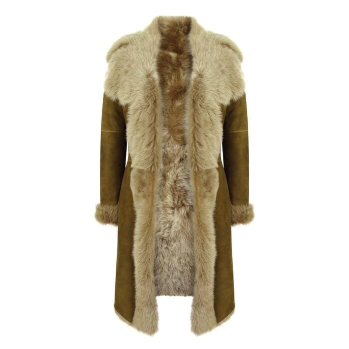 Womens Luxury Toscana 3/4 Coat Real Sheepskin Beaver Shearling Suede Jacket - Knighthood Store