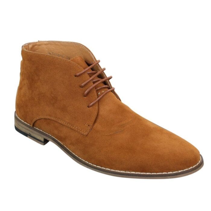 Mens Suede Ankle Boots Chelsea Laced Real Leather Lined Italian Design Smart Casual - Knighthood Store
