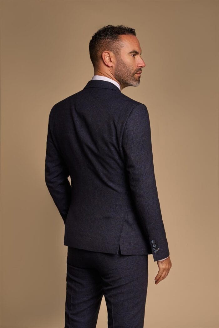 Men's Suit 2 Piece Navy Blue Double Breasted Tailored Fit - Knighthood Store