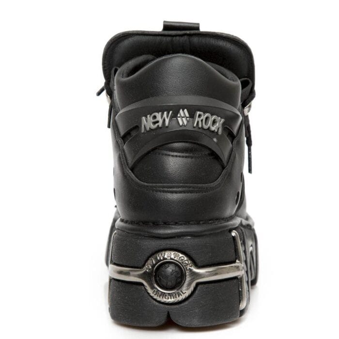 New Rock M-106-VS1 Unisex Metallic Black Vegan Leather Gothic Punk Rock Boots - Knighthood Store
