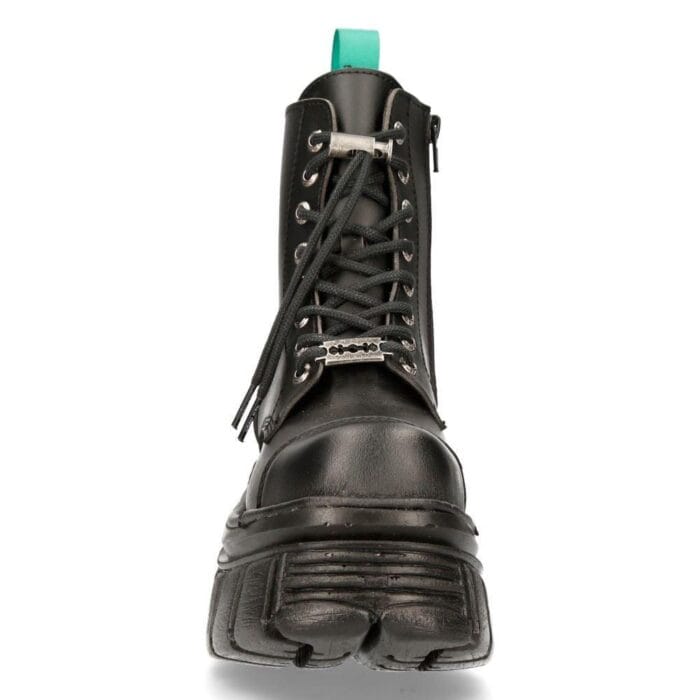 New Rock M-NewMILI083-VS2 VEGAN BOOTS Combat Black Leather Platform Biker Shoes - Knighthood Store