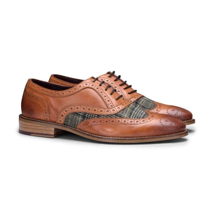 Mens Real Leather Shoes Brogues 1920s Suede Tweed Laced Smart Formal - Knighthood Store