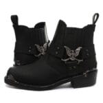 Mens Real Leather Lo Biker Boots Rock Punk Grinders Eagle Buckle Metal Toe - Knighthood Store