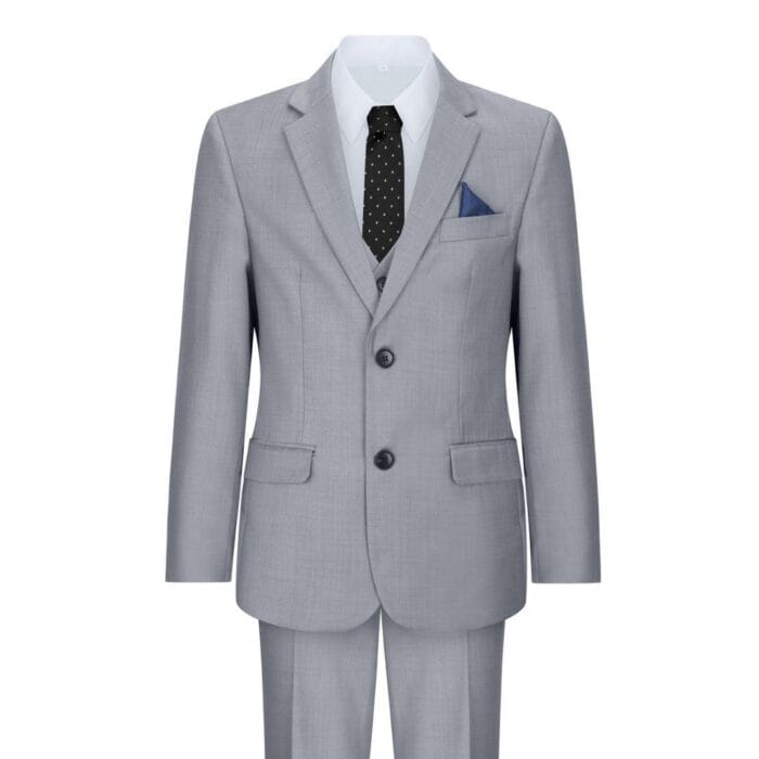 Boys 3 Piece Light Grey Suit Classic Wedding Party Vintage Christening - Knighthood Store