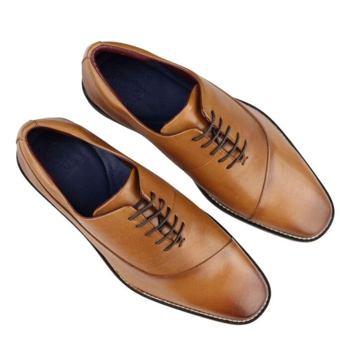 Mens Laced Real Leather Derby Shoes Smart Formal Classic Black Brown - Knighthood Store