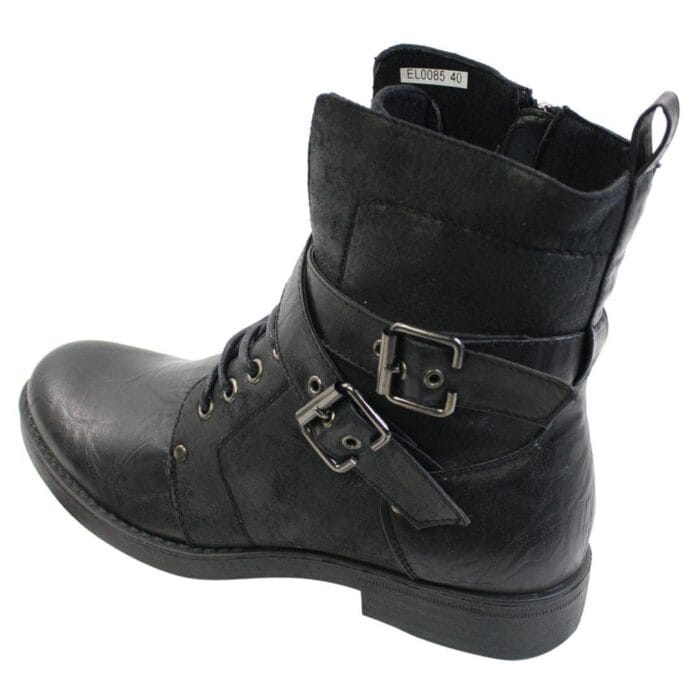 Mens Punk Rock Goth Elmo Ankle Boots Brown Black Leather Buckle - Knighthood Store
