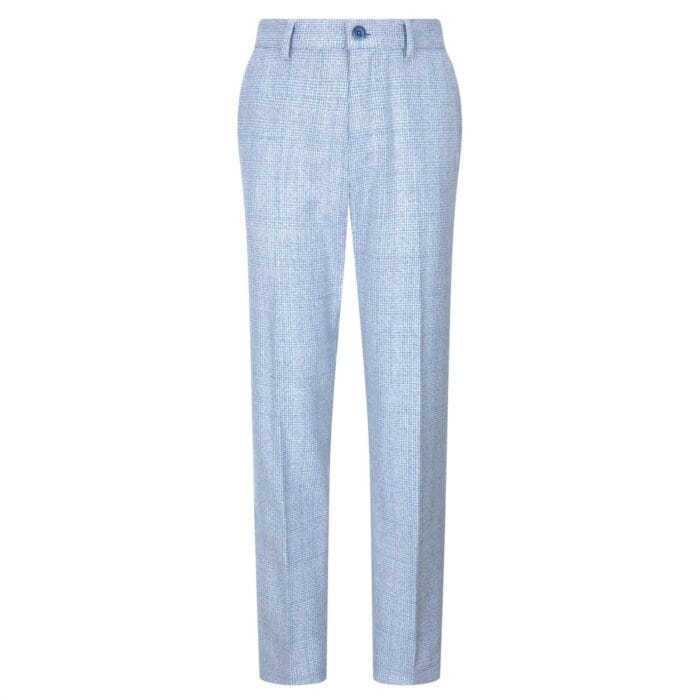 Boys 3 Piece Check Suit Tweed Light Blue Tailored Fit Wedding Peaky Classic - Knighthood Store