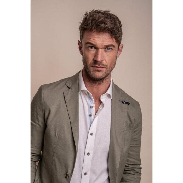Mens Sage Green Linen 2 Piece Summer Suit - Knighthood Store