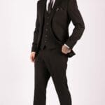 Mens Black 3 Piece Suit Classic Short Regular Long Smart Formal Tailored Fit - Knighthood Store