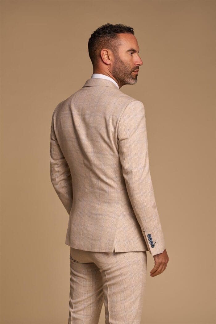 Men's Blazer Beige Double Breasted Tailored Fit Suit Jacket - Knighthood Store