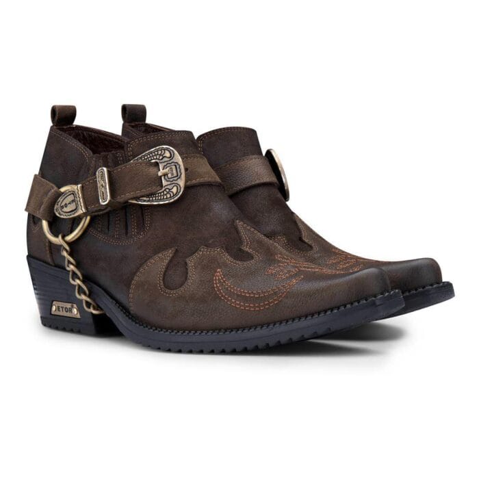 Mens Genuine Leather Western Shoes Croc Snake Pattern Metal Chain Belt Cuban Heel Dancing - Knighthood Store