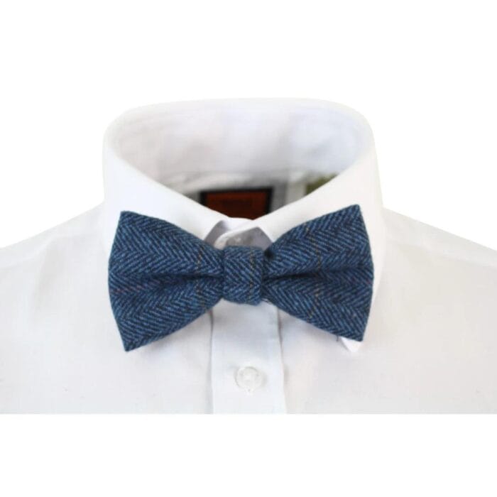 Mens Tweed Herringbone Textured Velvet Marc Darcy Bow Ties Vintage Retro - Knighthood Store
