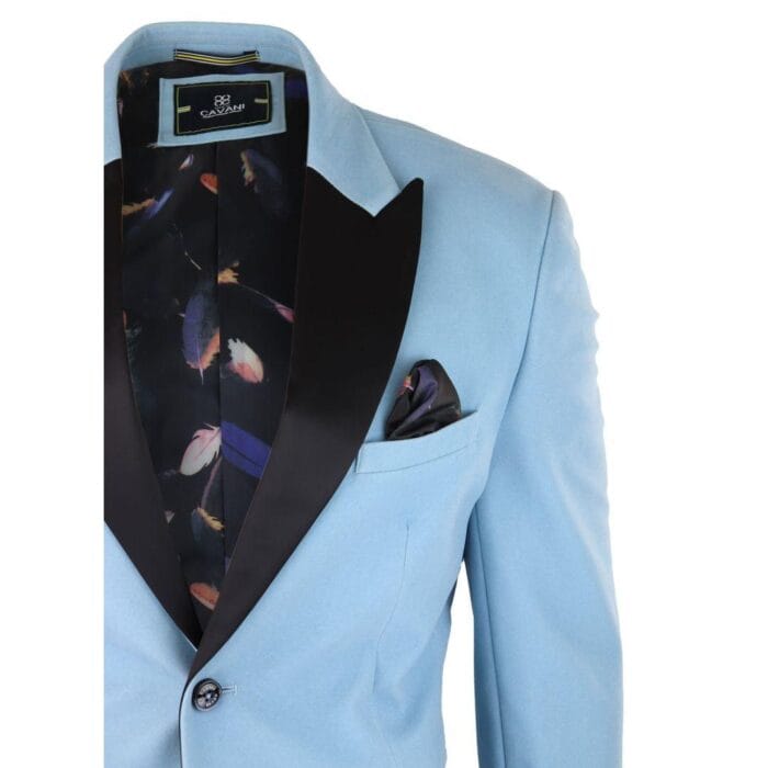 Mens Velvet Blazer Tuxedo Jacket Black Satin Lapel Pastel Blue Pink Green - Knighthood Store