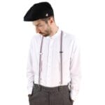 Mens Vintage Check Stripe Trouser Braces Suspenders 1920s Gatsby Peaky Blinders - Knighthood Store