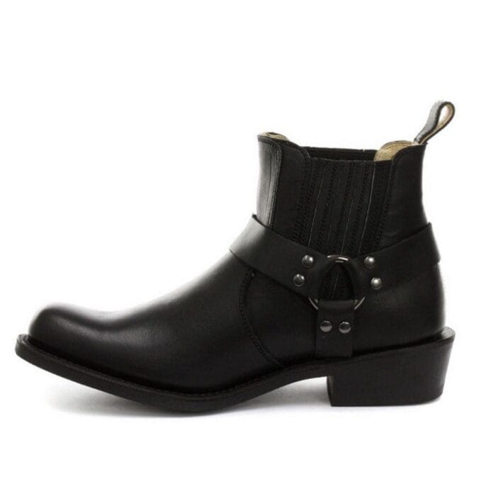 Unisex Real Leather Biker Ankle Boots Rock Punk Grinders Buckle Cowboy Riding - Knighthood Store
