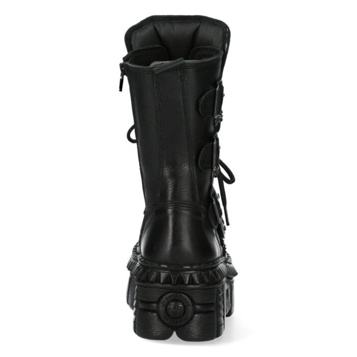 New Rock Boots Punk WALL373-S6 Unisex Metallic Black Leather Platform EMO - Knighthood Store
