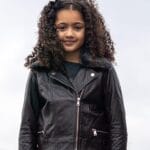Girls Kids Real leather Biker Style Jacket Cross Zip Black Fur Collar Age 1 - 13 - Knighthood Store