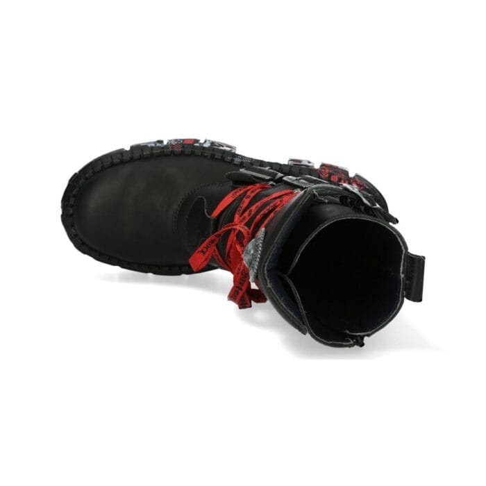 New Rock Boots WALL028B-C1 Unisex Metallic Black Leather Platform Gothic Boots - Knighthood Store