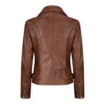 BRANDO' Ladies Women Timber Brown Classic Biker Style Leather Jacket - Knighthood Store