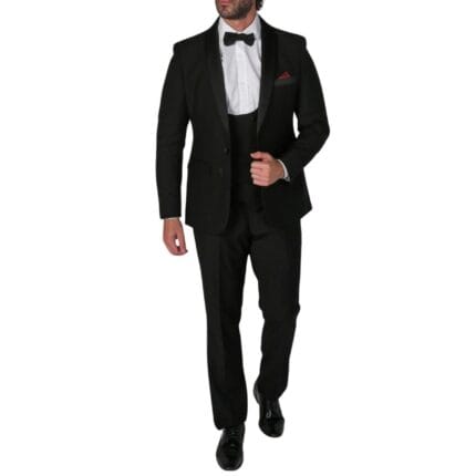 Men's Black Tuxedo Suit 3 Piece Shawl Lapel Formal Wedding Dress - Knighthood Store