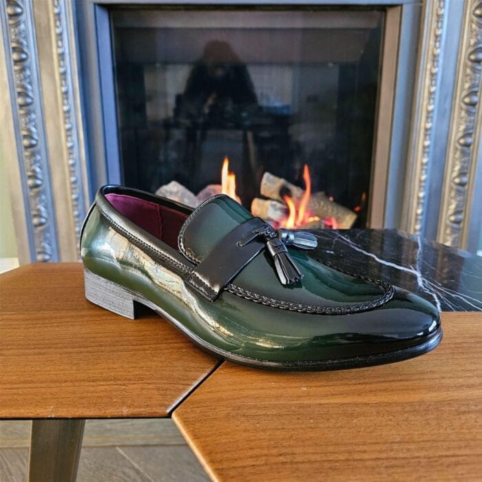 Men's Moccasin Loafers Patent Leather Lined Slip On Tassel Formal Dress Shoes - Knighthood Store