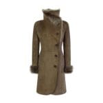 Ladies Real Sheepskin Jacket Suede Button Tailored Fit 3/4 Long Trench Coat Italian - Knighthood Store