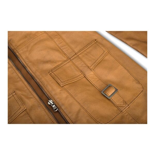 Black Tan Ladies Woman's Vintage Soft Washed Real Leather Jacket Trench Coat - Knighthood Store