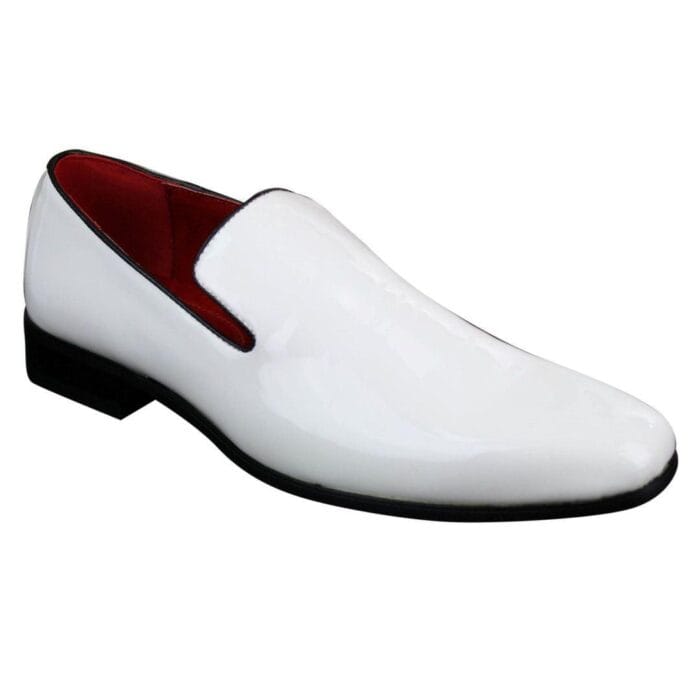 Mens Slip On Patent Shiny Driving Loafers Shoes Leather Smart Casual White Black - Knighthood Store