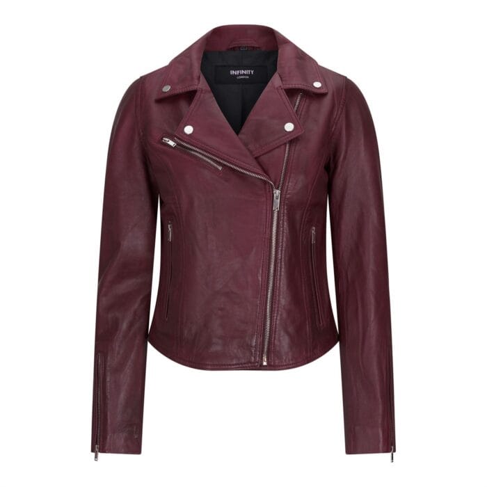 Womens Real Leather Biker Jacket Cross Zip Soft Slim Fit Brando Tan Brown Black Red Yellow - Knighthood Store