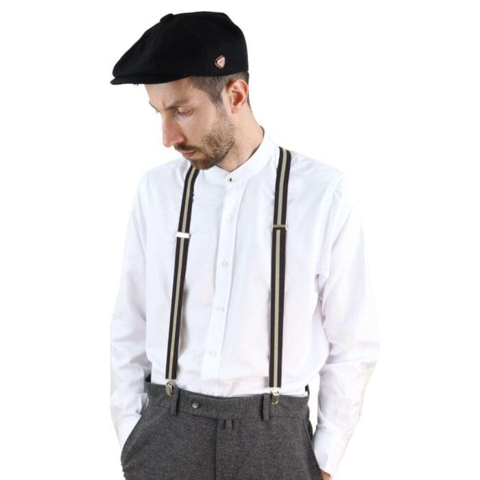Mens Vintage Check Stripe Trouser Braces Suspenders 1920s Gatsby Peaky Blinders - Knighthood Store