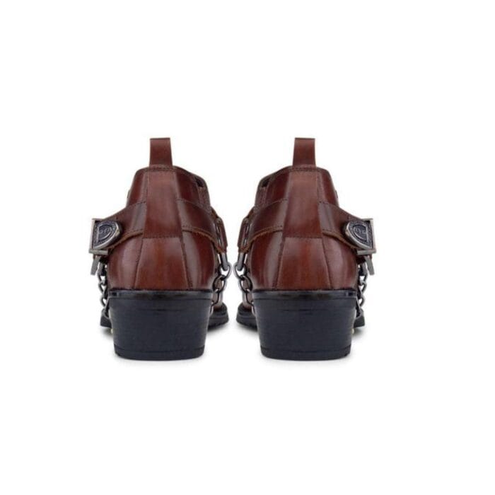 Mens Real Leather Croc Cowboy Riding Shoes Belt Chain Western Cuban Heel Dancing - Knighthood Store