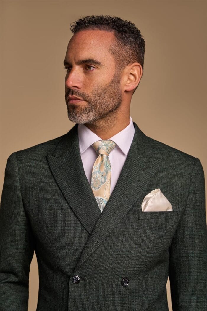 Men's Suit 2 Piece Olive Green Double Breasted Tailored Fit - Knighthood Store