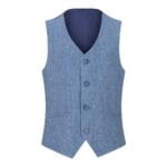 Boys 3 Piece Wool Suit Light Blue Tweed Vintage 1920s Classic 4 Pocket Waistcoat - Knighthood Store