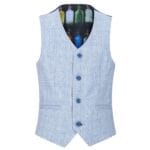 Boys 3 Piece Check Suit Tweed Light Blue Tailored Fit Wedding Peaky Classic - Knighthood Store