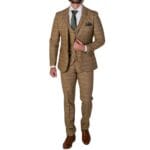 Men's Brown Blazer Tweed Herringbone Wool Blend Sport Coat - Knighthood Store